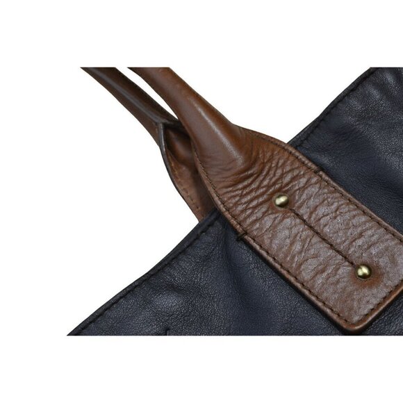 DKNY Large Black/Brown Leather Tote Bag W/Side Pockets/Adjustable Straps- LT3099 - Picture 8 of 12